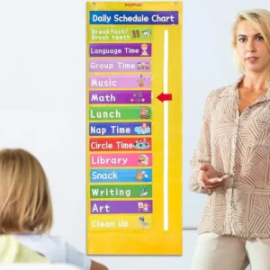 Daily Visual Schedule Chart with Pocket for Kids Routines