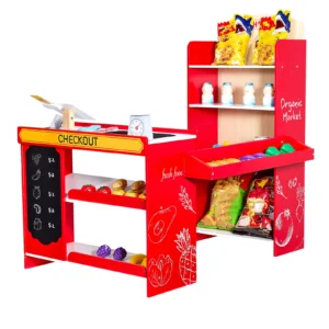Wooden Grocery Store Playset for Kids with Accessories