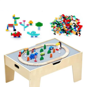 Wooden 5-in-1 Train Activity Table for Kids with Reversible Top and Storage